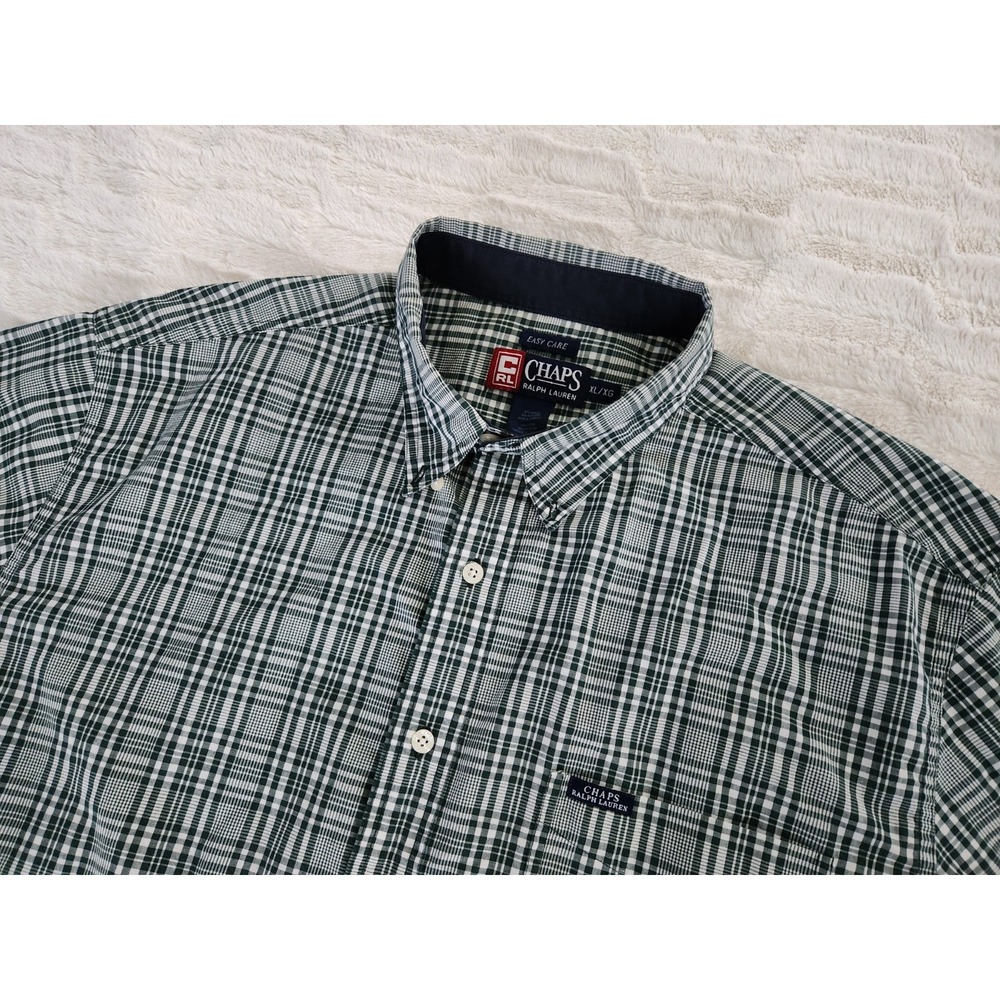 Chaps‎ Ralph Lauren Long Sleeve Button Down Shirt Green Plaid Mens XL